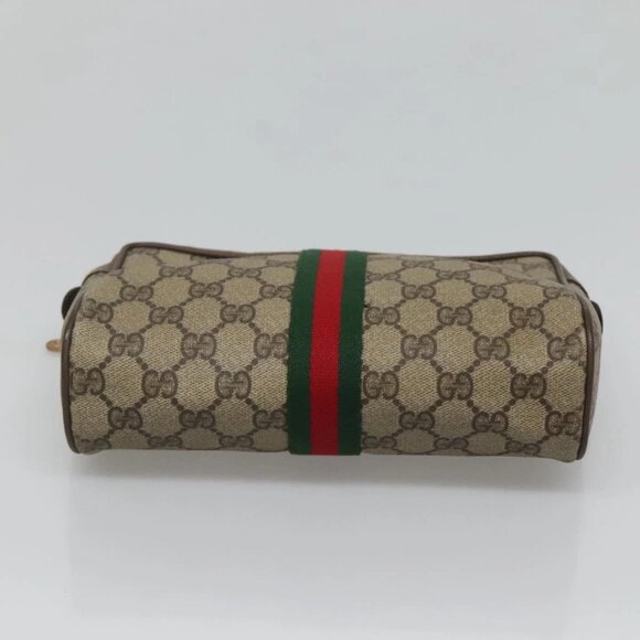 GUCCI GG Supreme Web Sherry Line Clutch Bag PVC Beige Red 56 01 012 Auth BA1131 - Picture 7 of 16